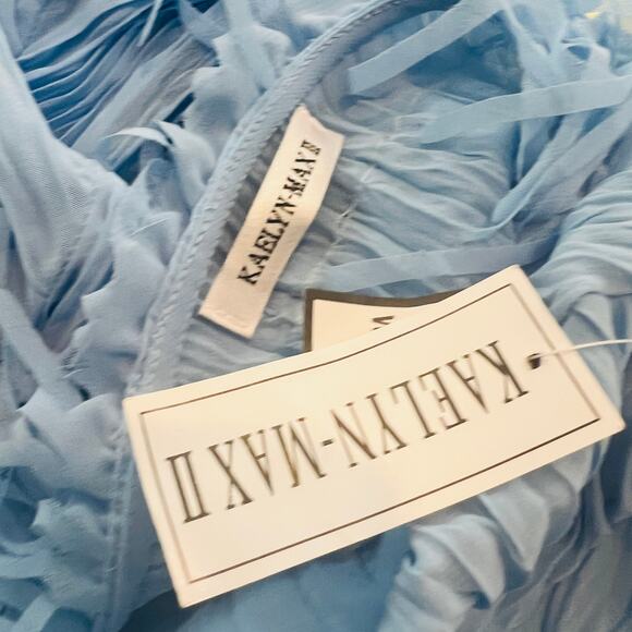 NEW! Kaelyn Max II Fringe Top Sky Blue V Neck Long Sleeve - 2X - Picture 5 of 6